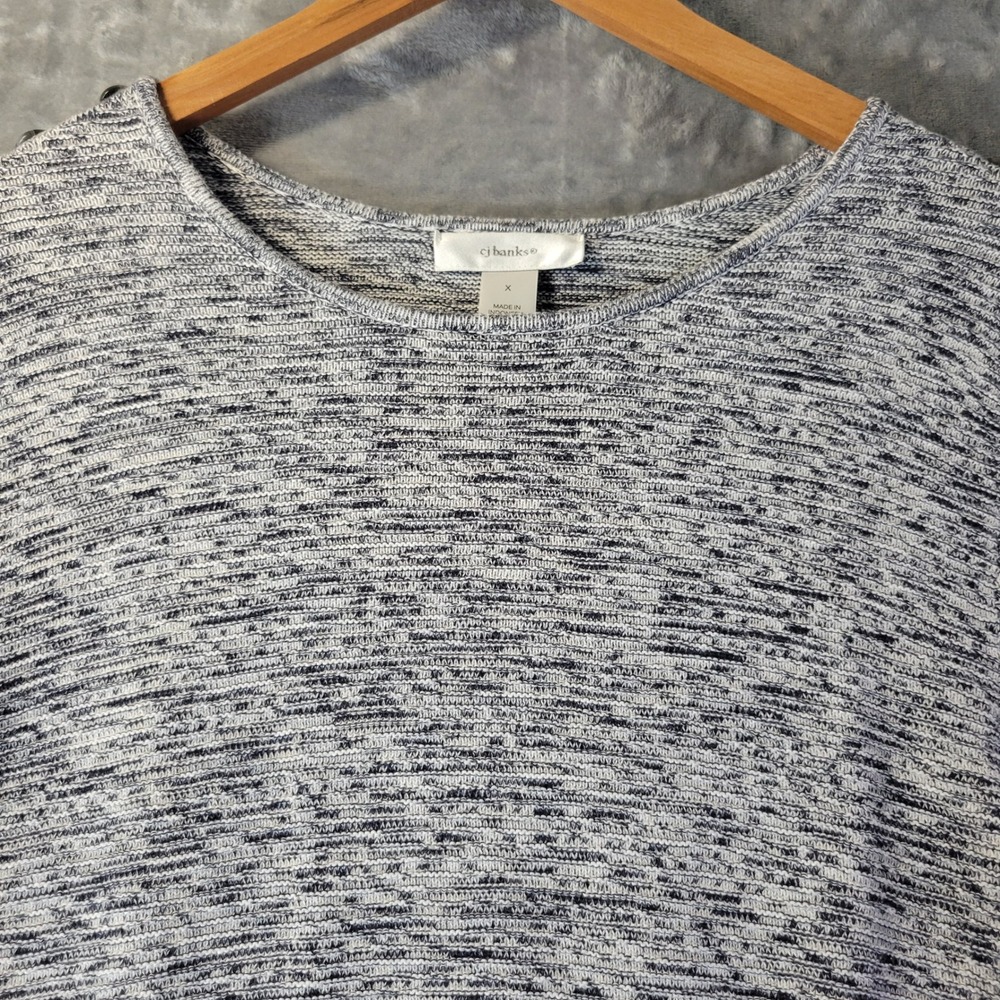 CJ Banks Women X Heathered Gray Cotton Knit Long Sleeve Casual Sweater - Picture 4 of 12
